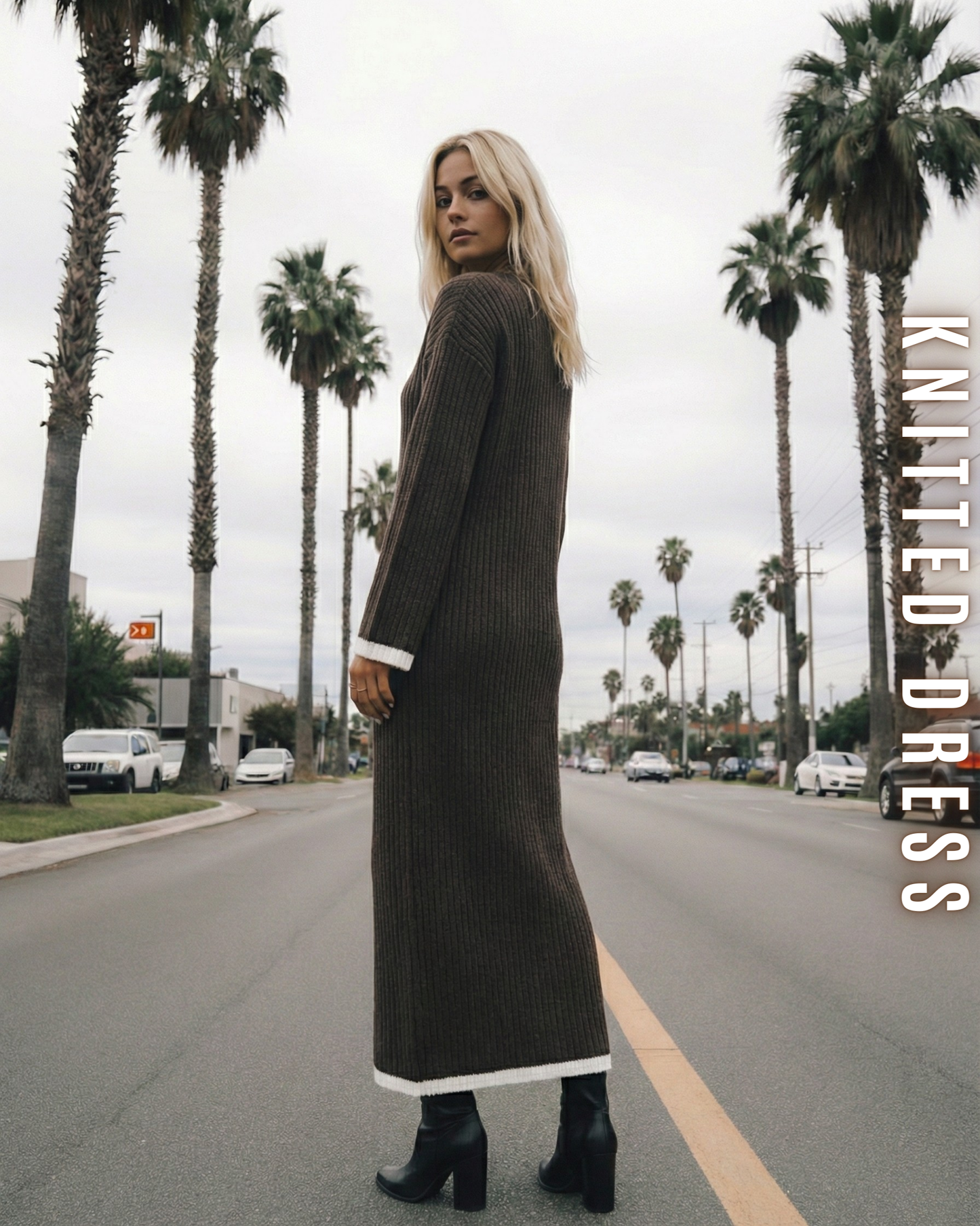 Elegantes Rippstrickkleid