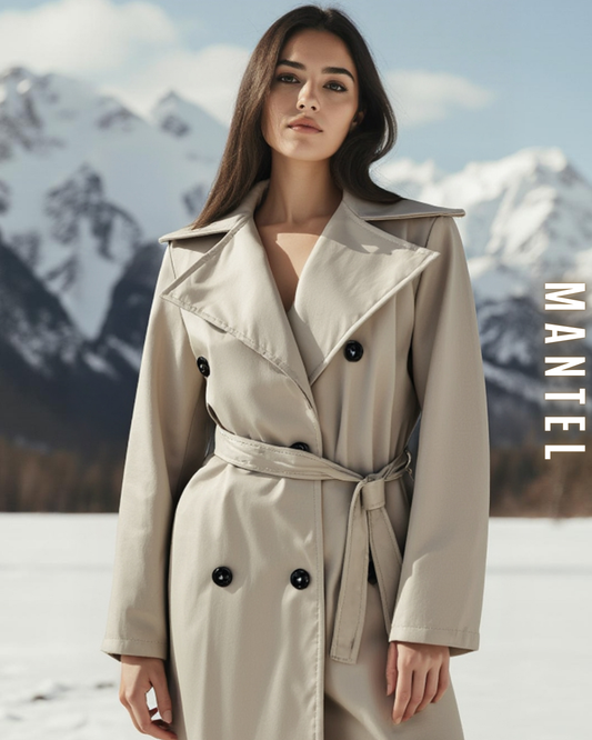 Eleganter Mantel in Leder-Optik mit Bindegürtel