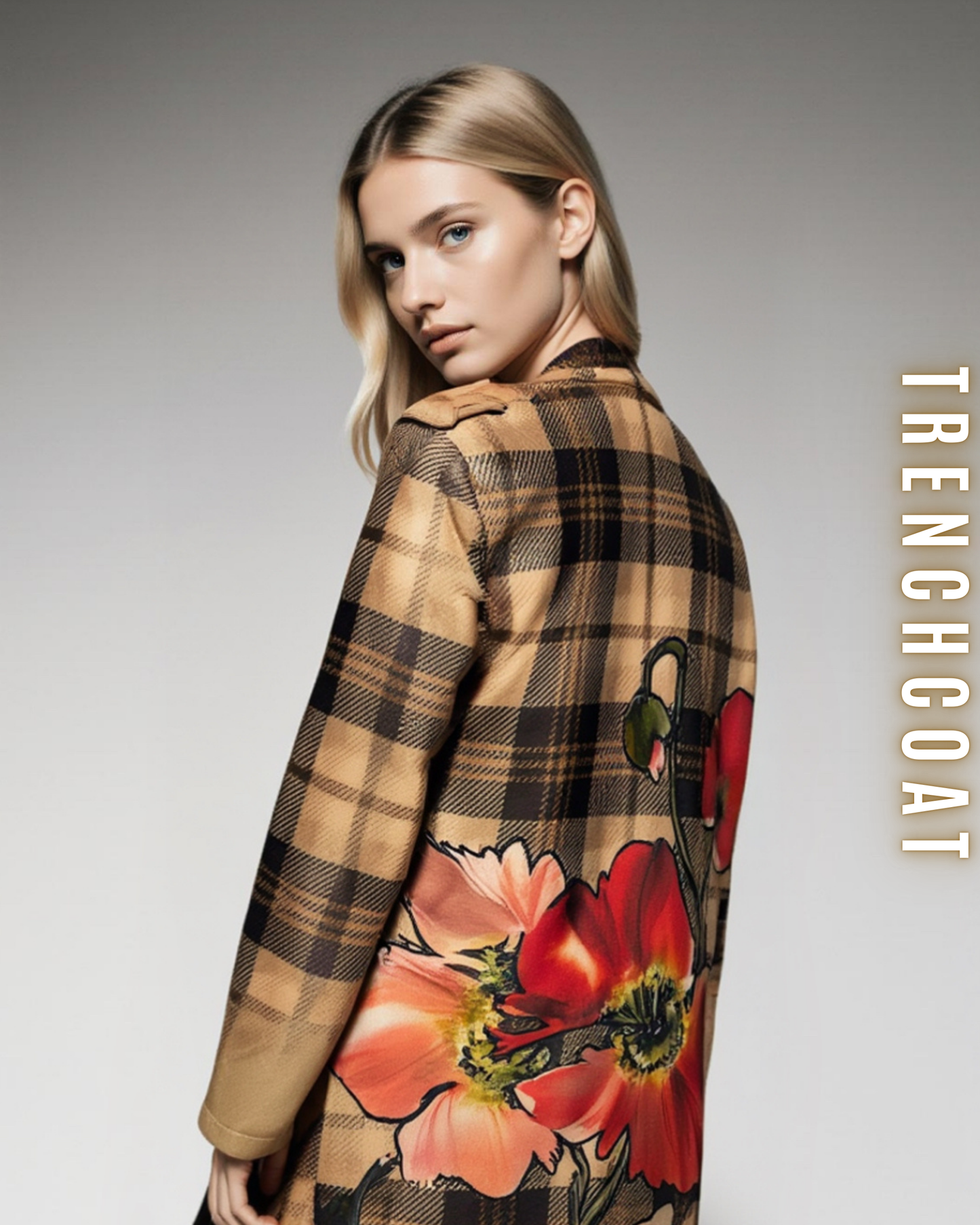 Gemusterter langer Trenchcoat