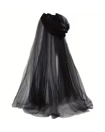 Schwarzer Brautschal mit Mask