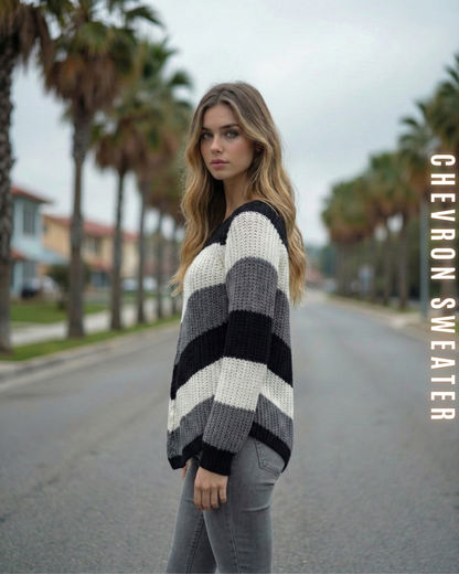 Chevron Strickpullover – V-Muster