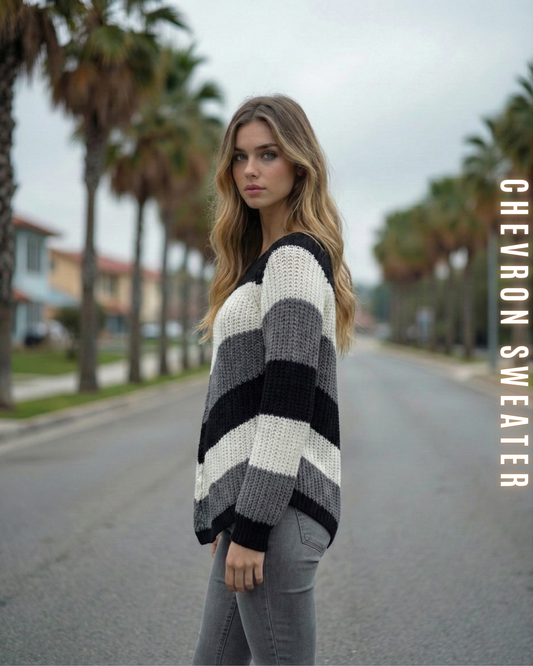 Chevron Strickpullover – V-Muster