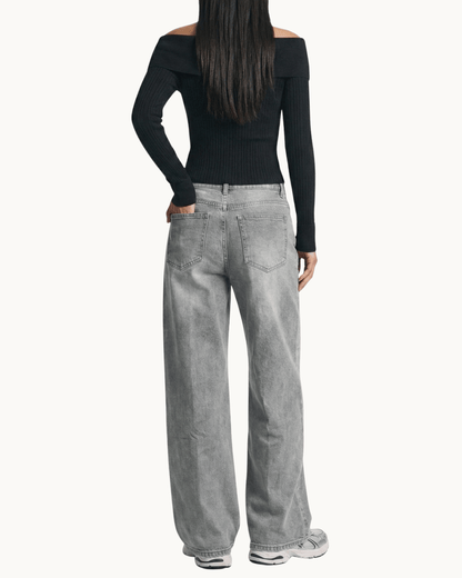 Wide Leg Denim "Washed Grey"
