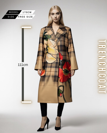 Gemusterter langer Trenchcoat