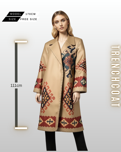 Gemusterter langer Trenchcoat