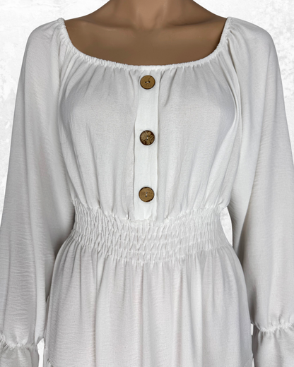 Damen Langeskleid| Weiß | Polyester | Ideal für Partys und Sommer