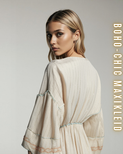 Boho-Chic Maxikleid mit ausgestellten Ärmeln