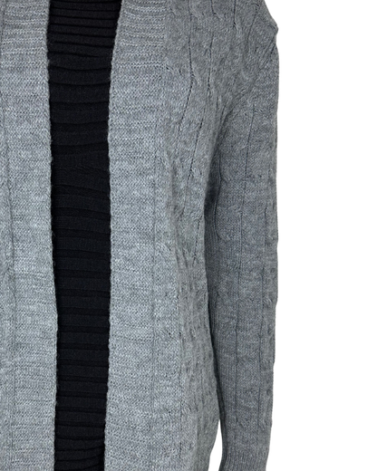 Langer Zopfstrick Cardigan mit Kapuze