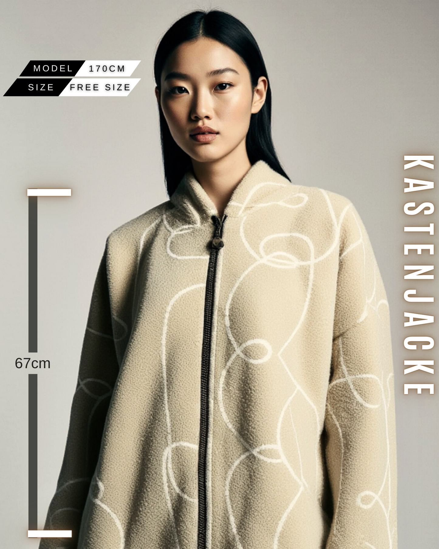 Gemusterte Kastenjacke mit Kapuze