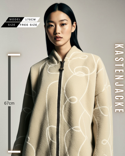 Gemusterte Kastenjacke mit Kapuze