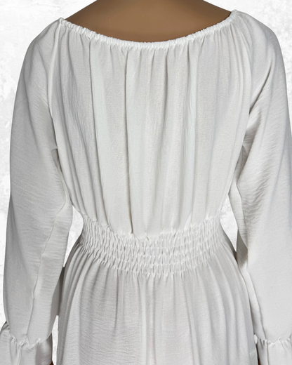 Damen Langeskleid| Weiß | Polyester | Ideal für Partys und Sommer