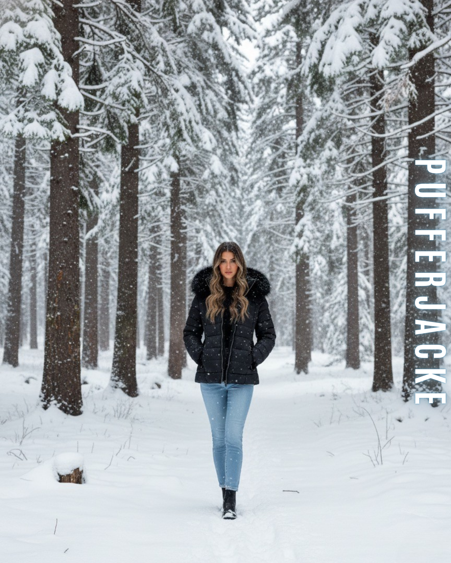 Pufferjacke Winter mit Fellkragen