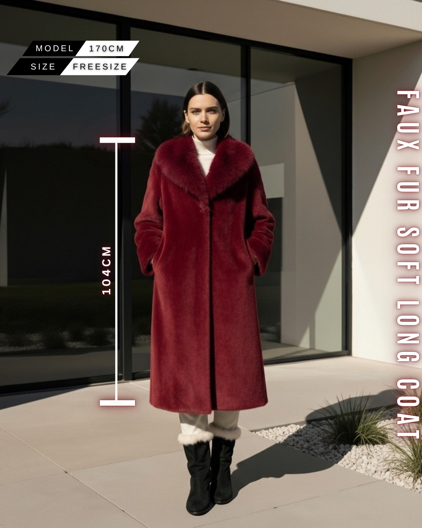 Eleganter langer Kunstpelzmantel "Soft Touch"