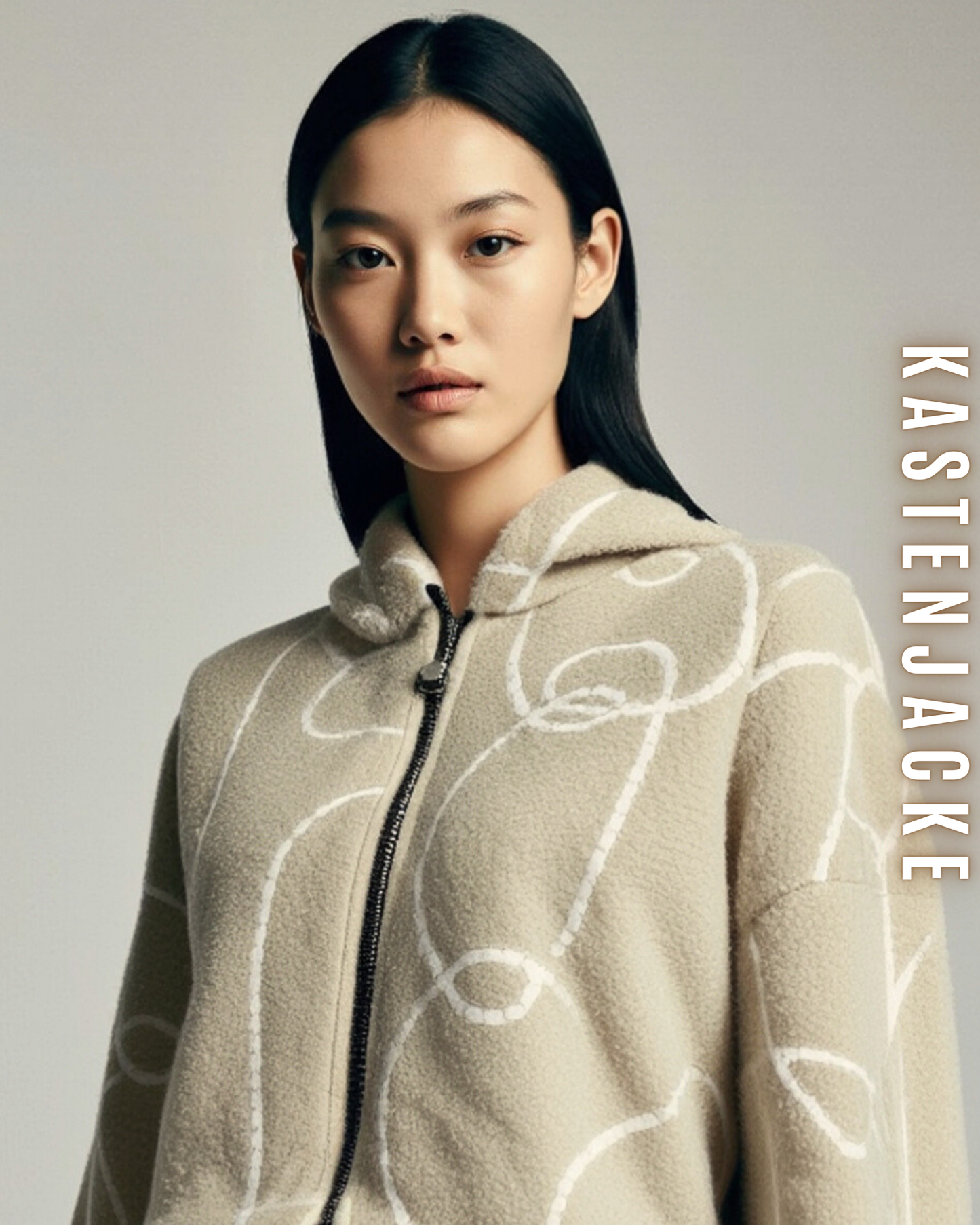 Gemusterte Kastenjacke mit Kapuze