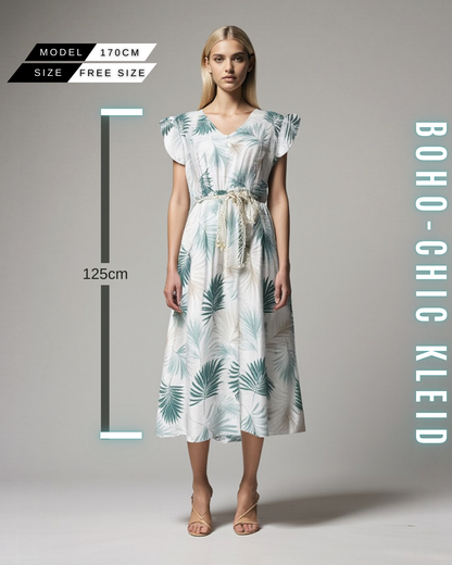 Boho-Kleid „Palmenblatt“ mit Bindegürtel