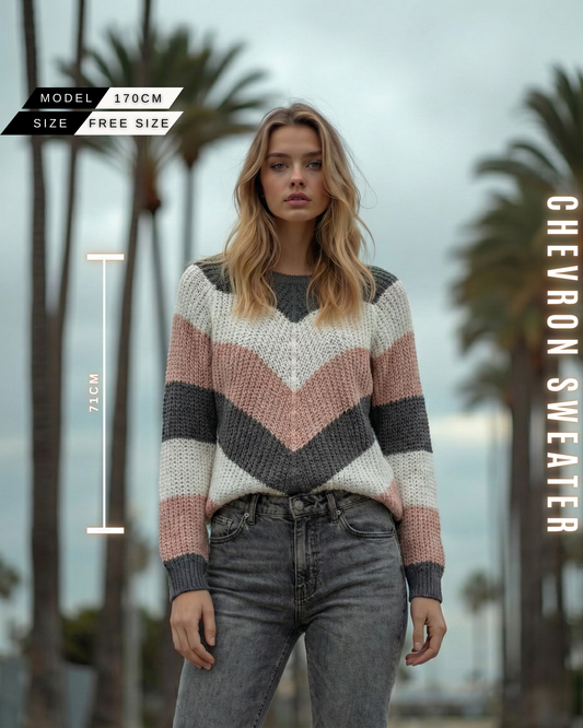 Chevron Strickpullover – V-Muster