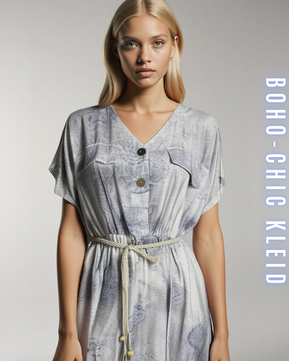 Boho-Chic Kleid mit Bindegürtel