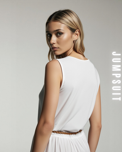 Jumpsuit mit Wasserfallausschnitt und Gürtel