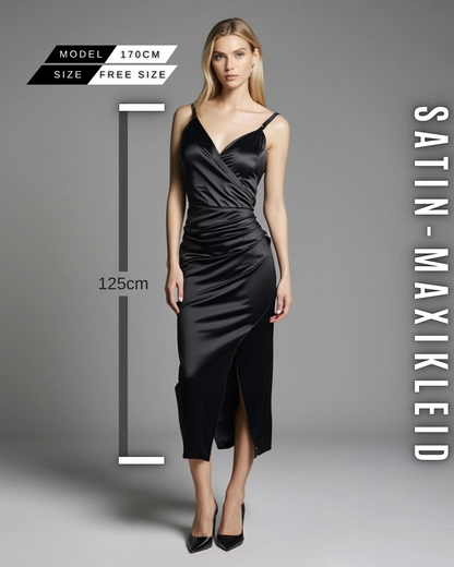 Satin-Maxikleid – Ärmellos & Tailliert