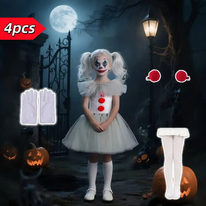 4-teiliges Grusel-Clown Halloween Kostüm