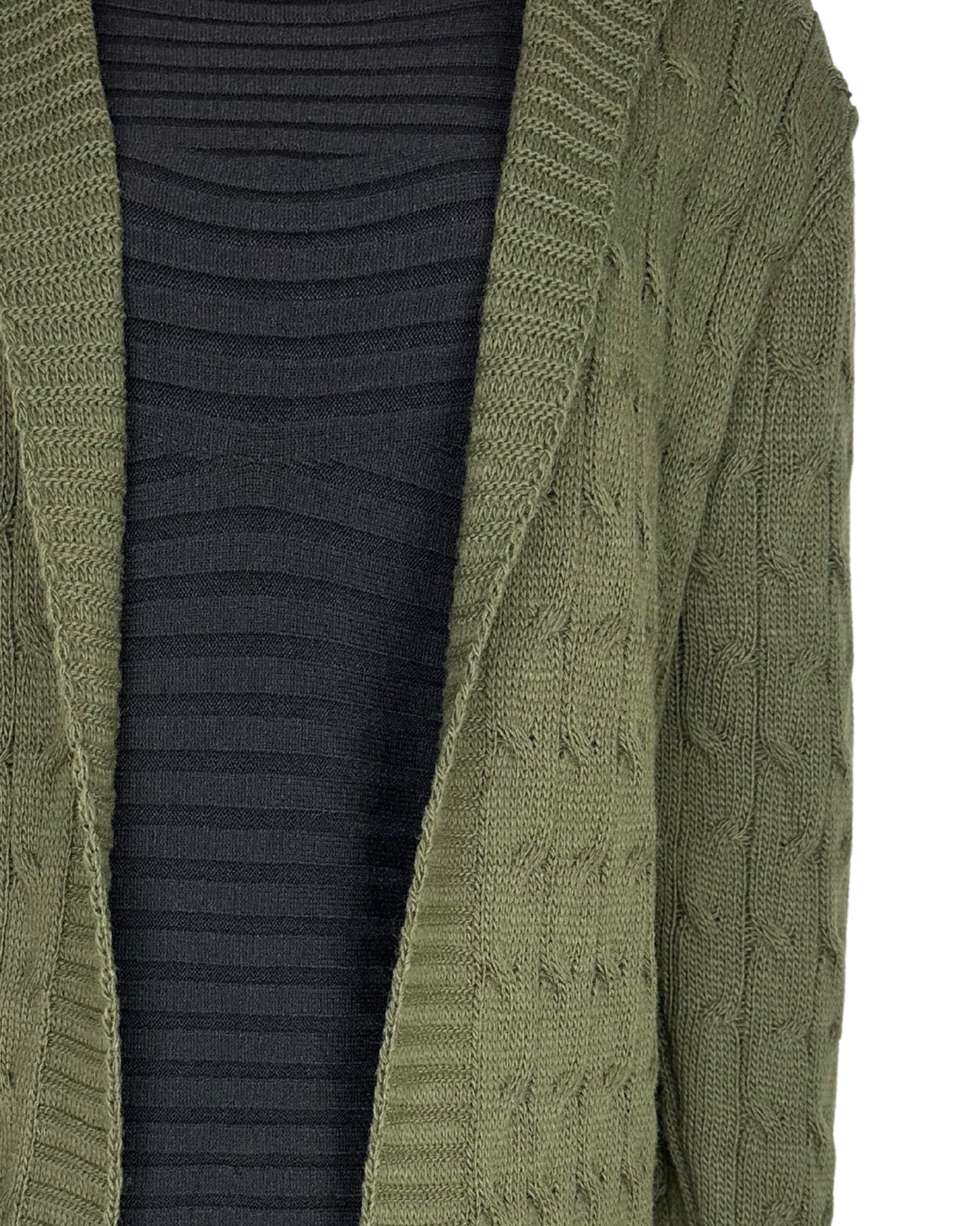 Langer Zopfstrick Cardigan mit Kapuze