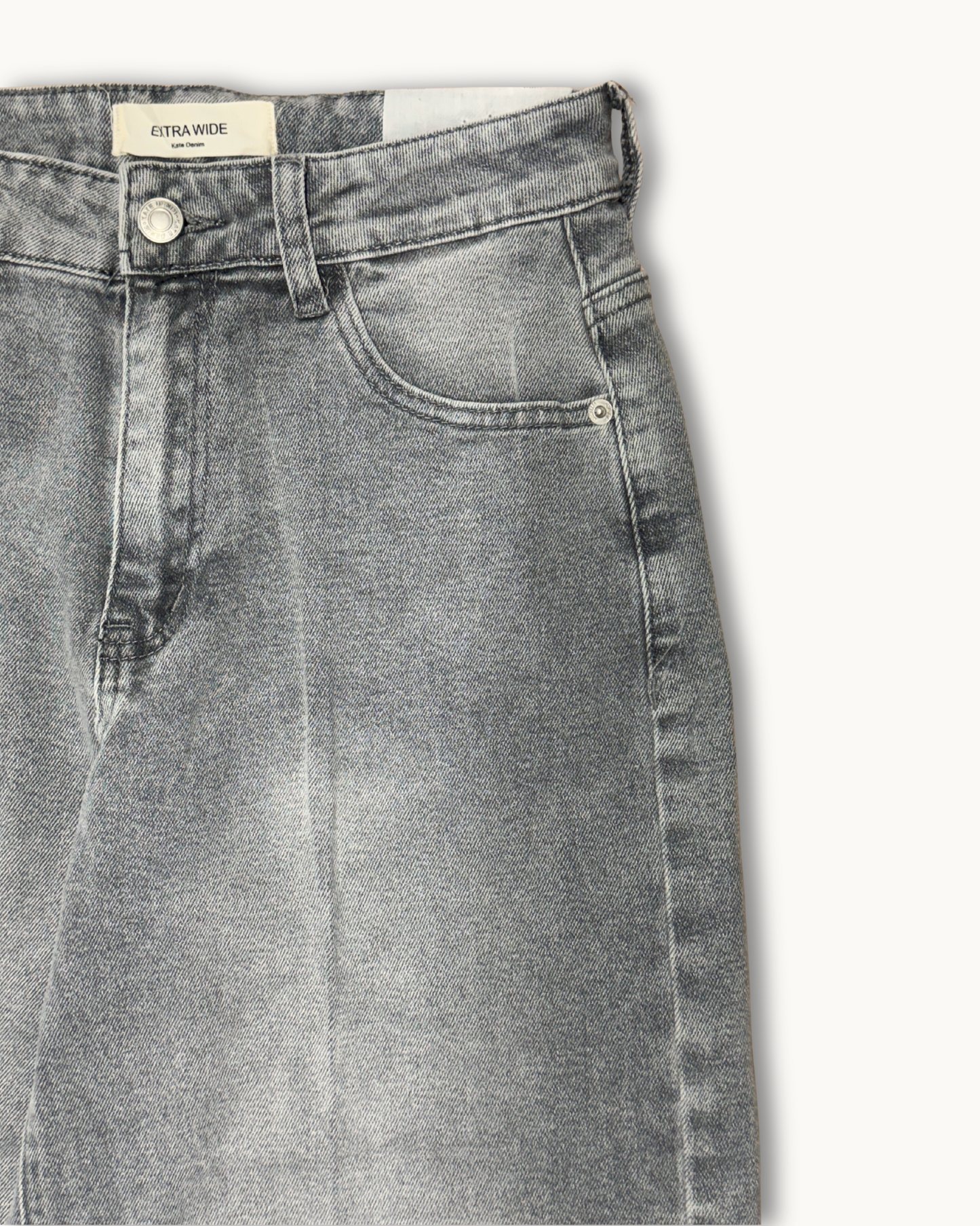 Wide Leg Denim "Washed Grey"