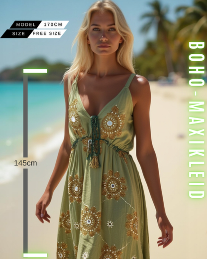 Boho-Maxikleid mit Stickerei & Spitze