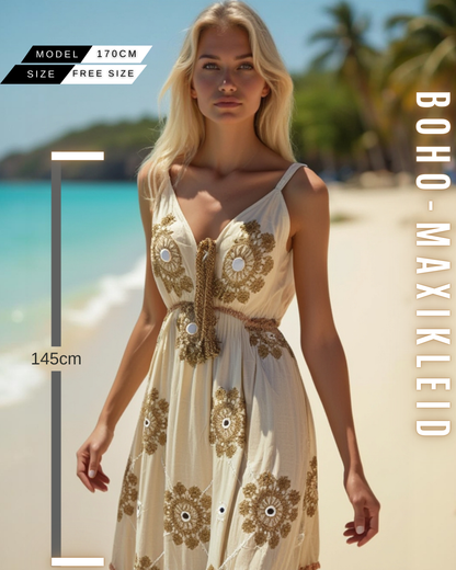 Boho-Maxikleid mit Stickerei & Spitze