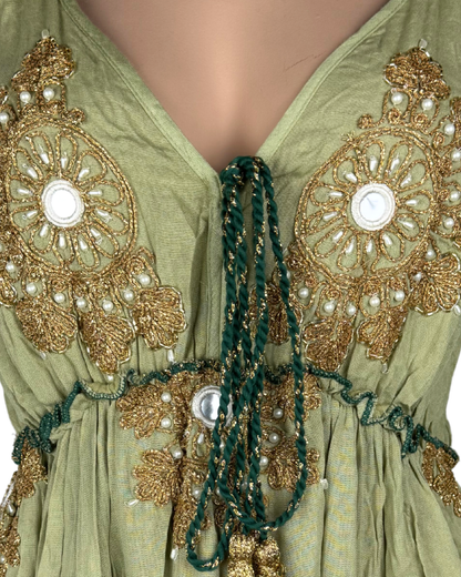 Boho-Maxikleid mit Stickerei & Spitze