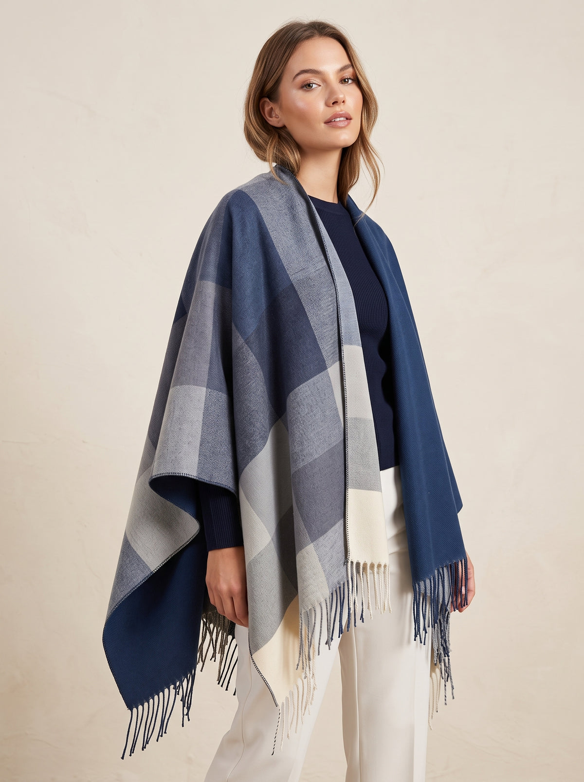 Oversize Karo Schal – Fransen