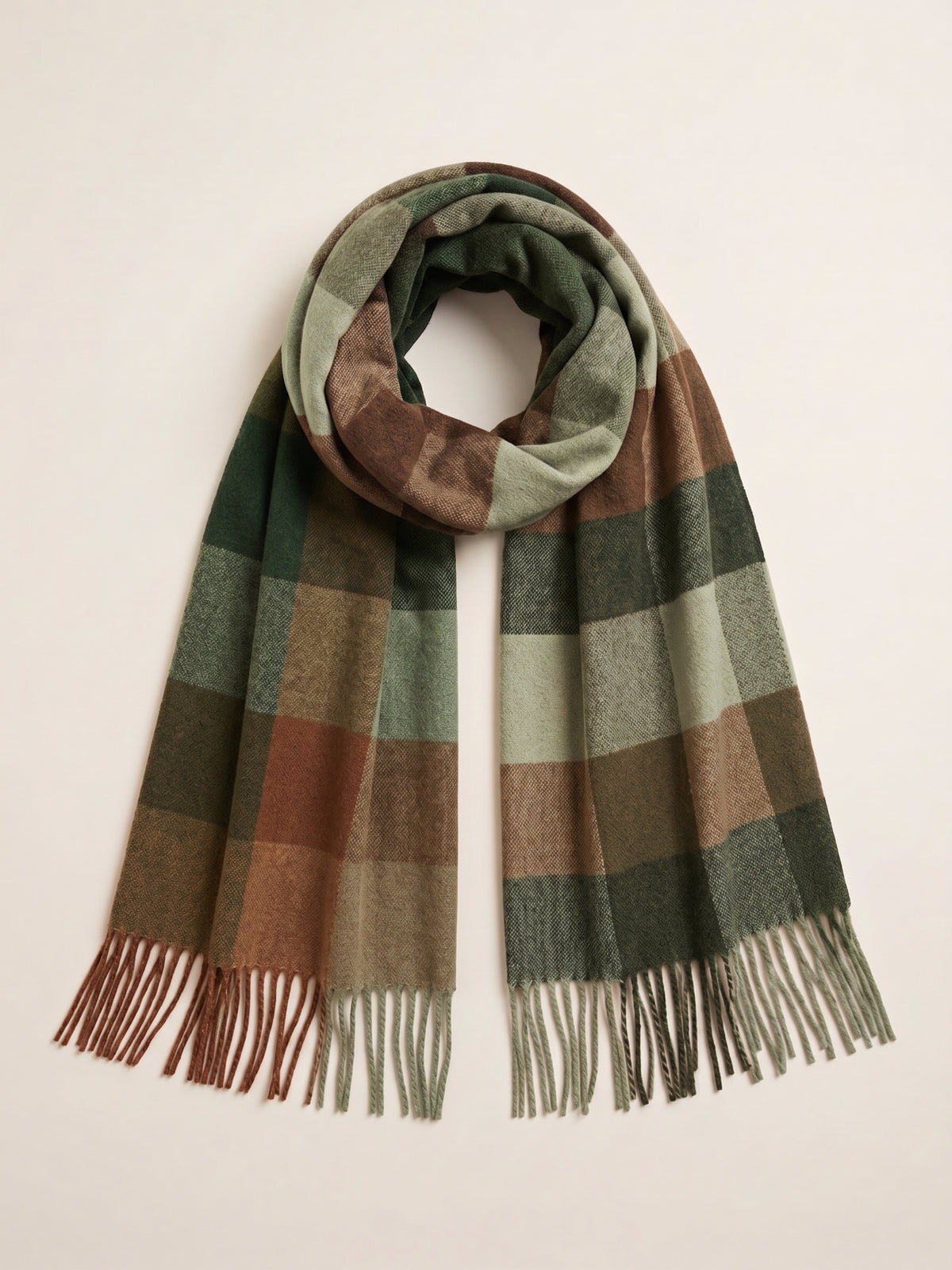 Oversize Karo Schal – Fransen