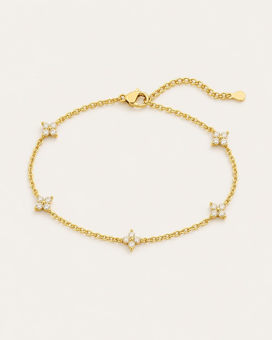 Unisex-Kleeblatt-Armband aus Edelstahl, 18 Karat vergoldet – Produktansicht