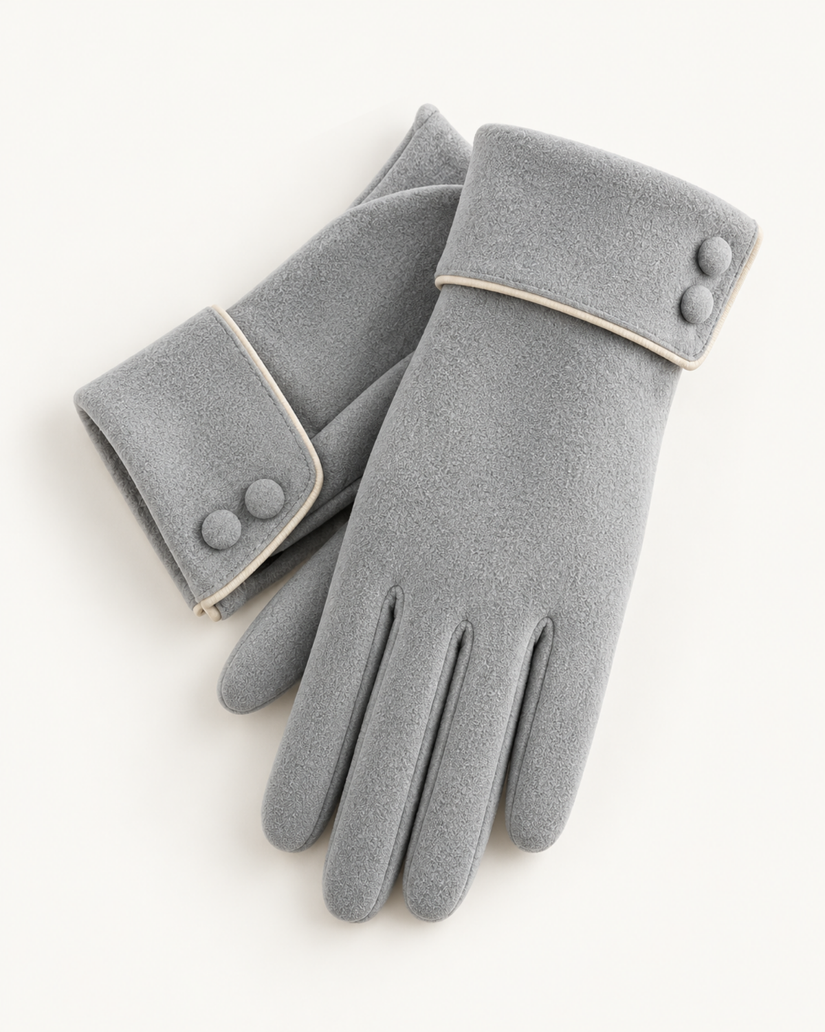 ELEXUA Damen-Handschuhe mit Zierknöpfen in Grau – Ansicht 2