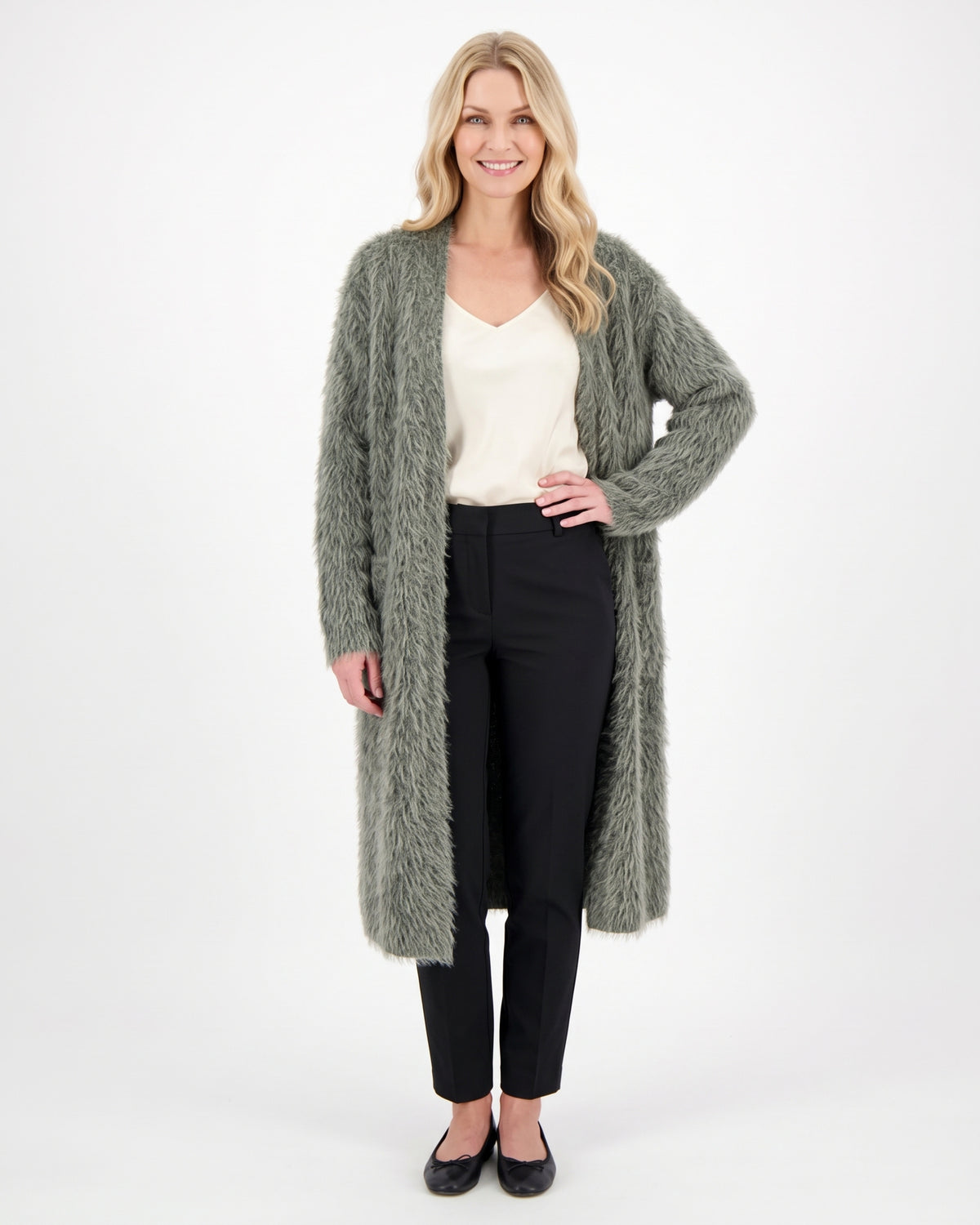 Langer Damen-Cardigan mit Taschen