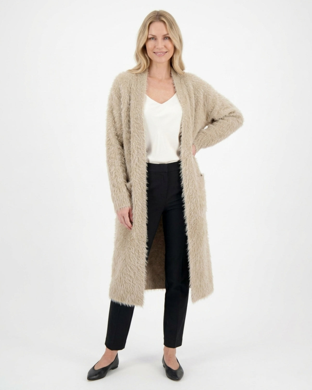 Langer Damen-Cardigan mit Taschen