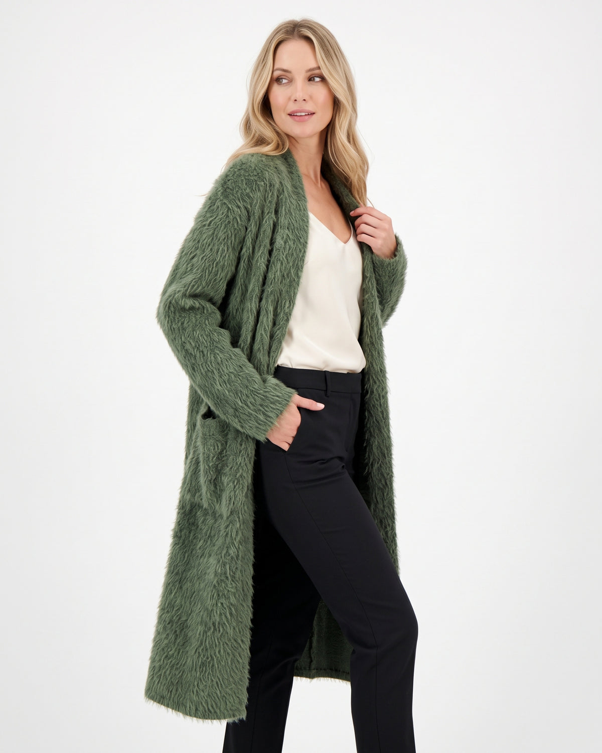 Langer Damen-Cardigan mit Taschen