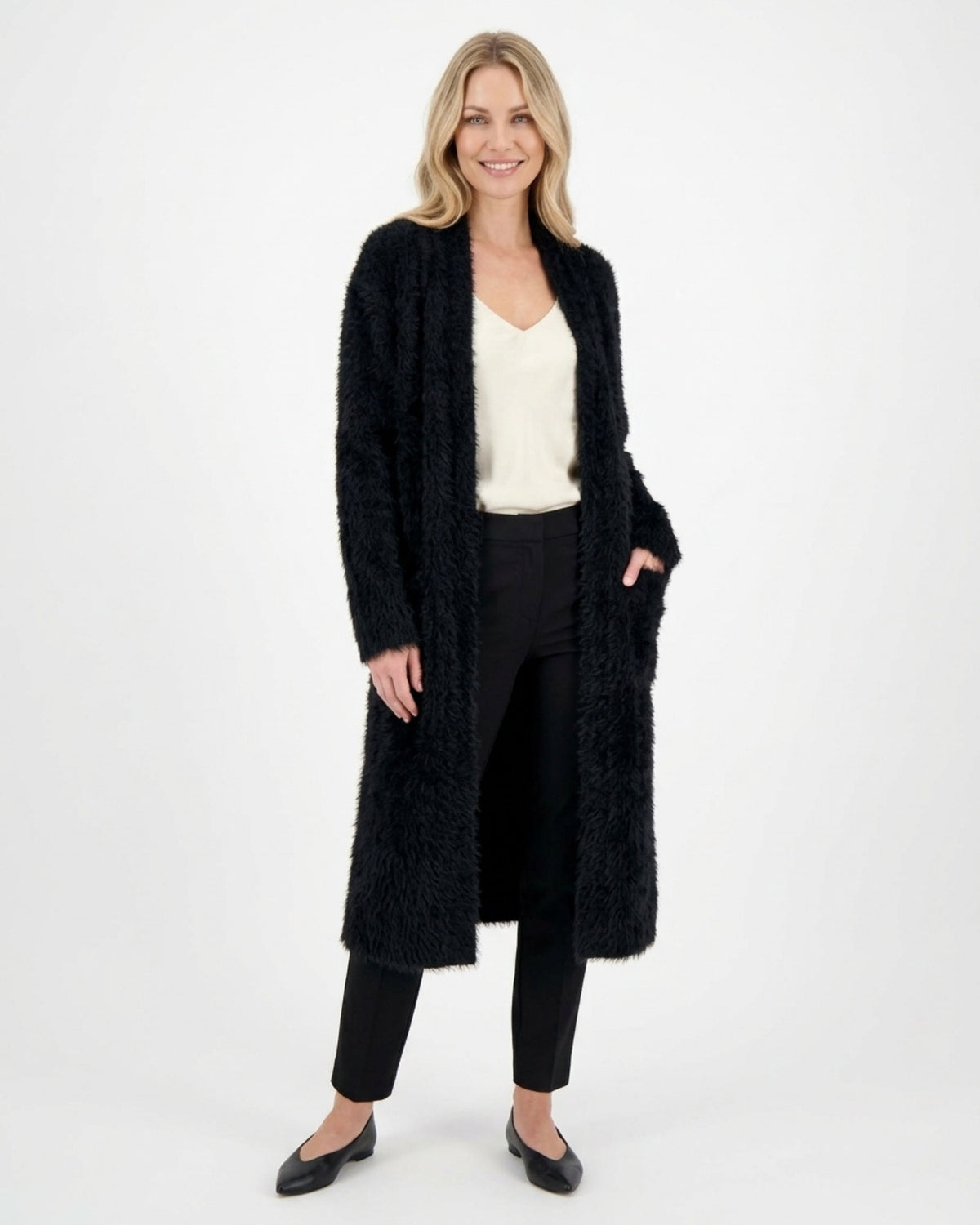 Langer Damen-Cardigan mit Taschen