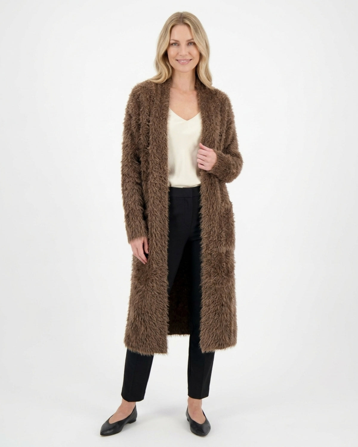 Langer Damen-Cardigan mit Taschen
