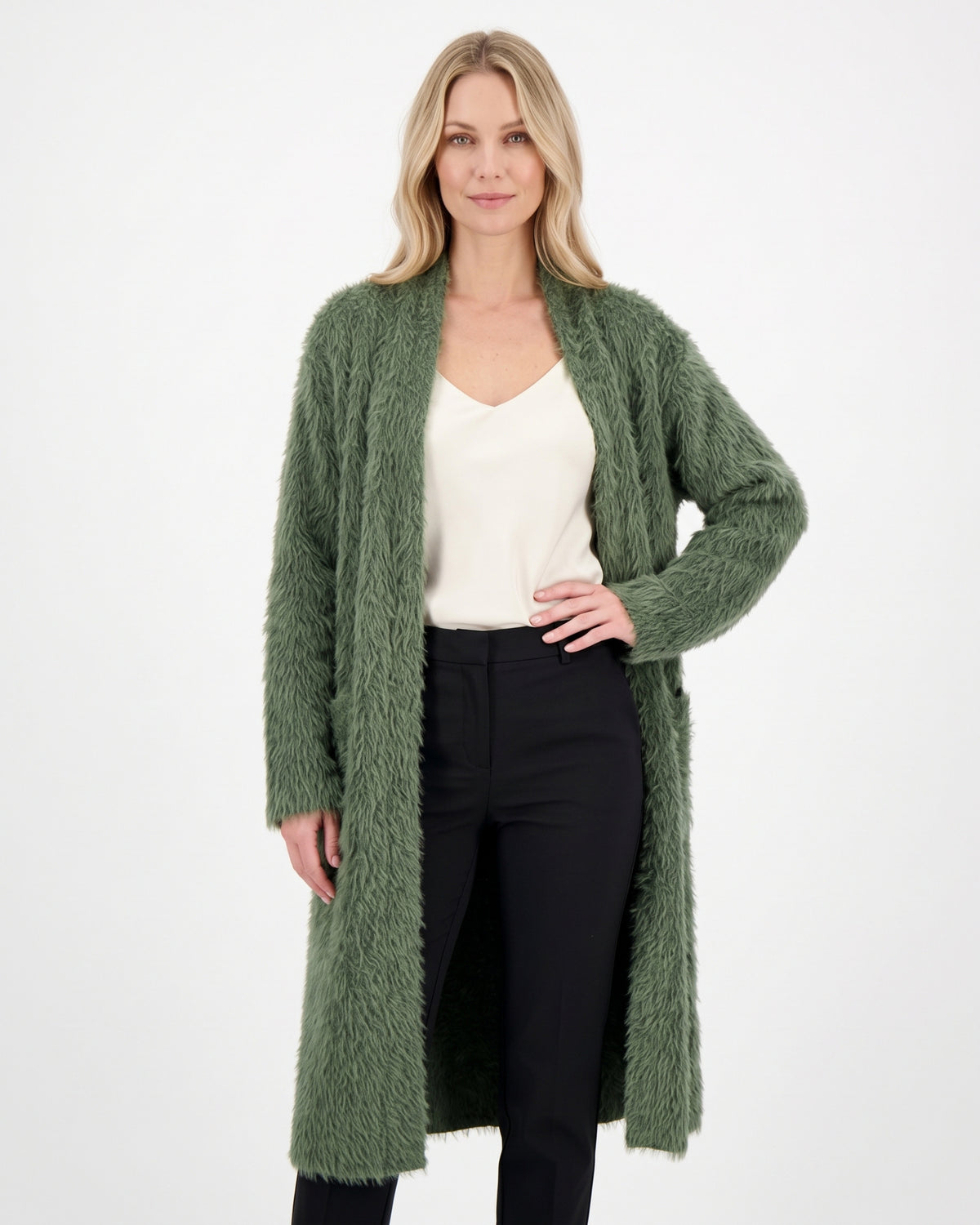 Langer Damen-Cardigan mit Taschen