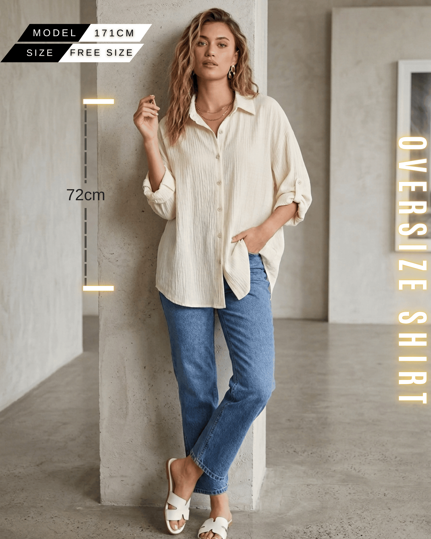 Oversize-Hemd – Musselin-Look