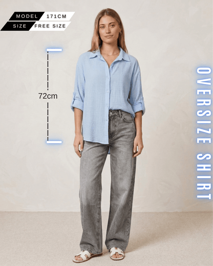 Oversize-Hemd – Musselin-Look