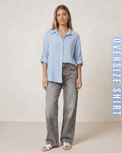 Oversize-Hemd – Musselin-Look