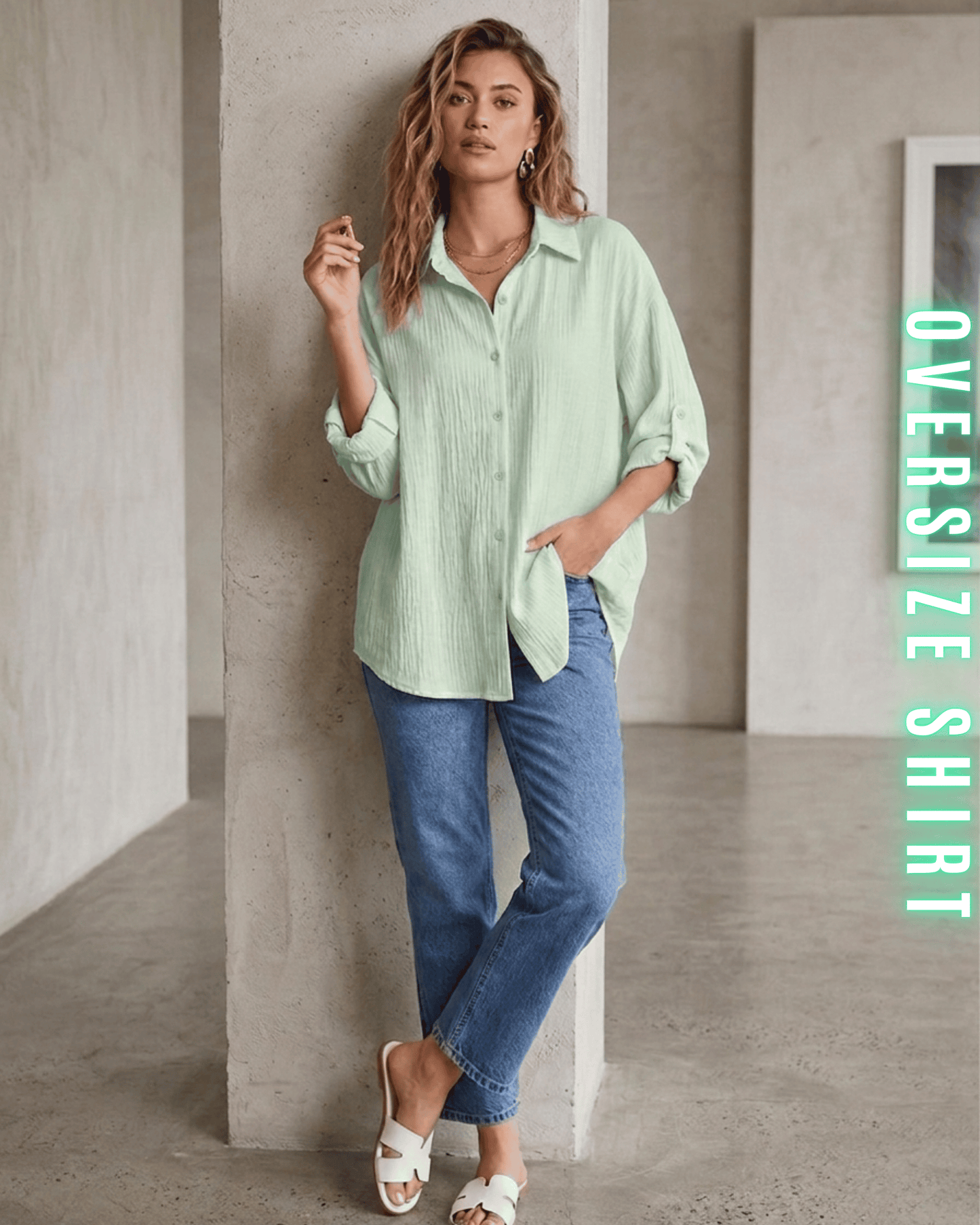 Oversize-Hemd – Musselin-Look