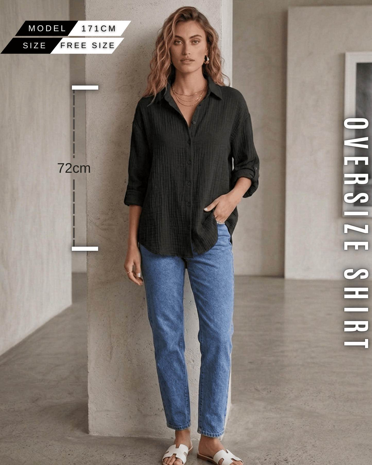 Oversize-Hemd – Musselin-Look